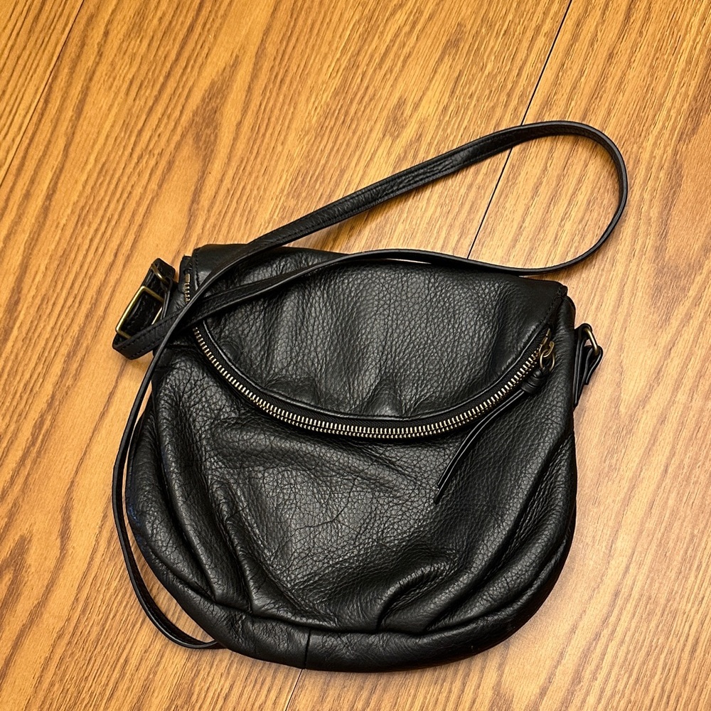 margot Black Leather Crossbody Bag